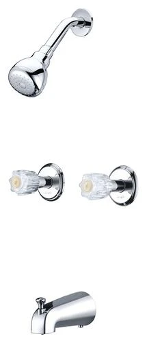 Plumb Works® Bardwell™ Two-Handle 1-Spray Polished Chrome Bathtub Shower Faucet PlumbWorks Plumb Works® Bardwell™ Two-Handle 1-Spray Polished Chrome Bathtub Shower Faucet -Plumb Works Shop 6736001 RS