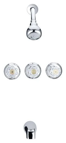 PlumbWorks Plumb Works® Bardwell™ Three-Handle 1-Spray Polished Chrome Bathtub Shower Faucet 6 PlumbWorks Plumb Works® Bardwell™ Three-Handle 1-Spray Polished Chrome Bathtub Shower Faucet - Image 4