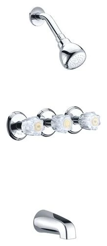 PlumbWorks Plumb Works® Bardwell™ Three-Handle 1-Spray Polished Chrome Bathtub Shower Faucet 3 PlumbWorks Plumb Works® Bardwell™ Three-Handle 1-Spray Polished Chrome Bathtub Shower Faucet