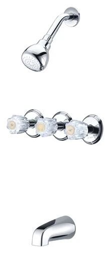 PlumbWorks Plumb Works® Bardwell™ Three-Handle 1-Spray Polished Chrome Bathtub Shower Faucet 4 PlumbWorks Plumb Works® Bardwell™ Three-Handle 1-Spray Polished Chrome Bathtub Shower Faucet - Image 2